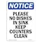 Signmission OSHA Notice, 5" Height, Please No Dishes In Sink Keep Sign, 5" X 3.5", Portrait OS-NS-D-35-V-17531 - alternate 1
